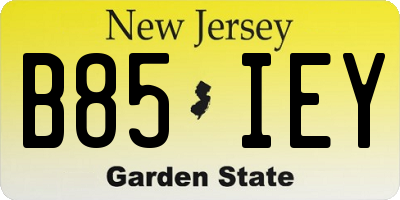 NJ license plate B85IEY