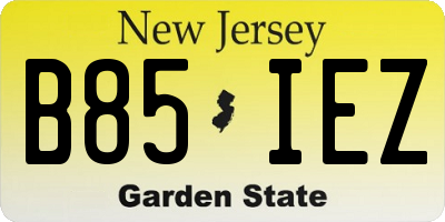 NJ license plate B85IEZ
