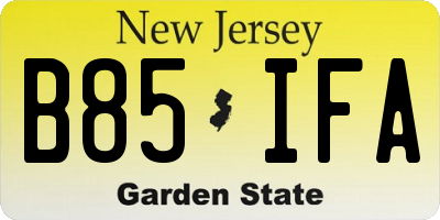 NJ license plate B85IFA