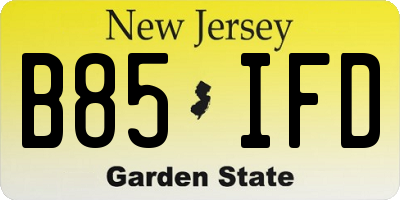 NJ license plate B85IFD