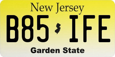 NJ license plate B85IFE