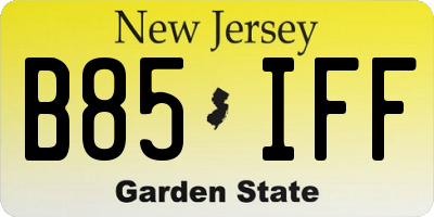 NJ license plate B85IFF