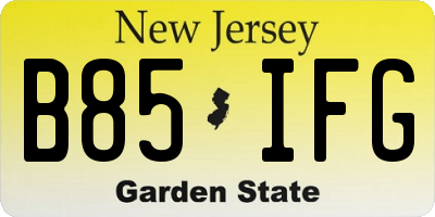 NJ license plate B85IFG