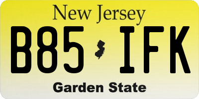 NJ license plate B85IFK