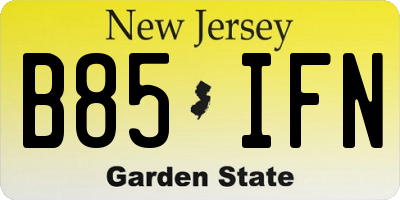 NJ license plate B85IFN