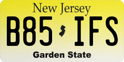 NJ license plate B85IFS