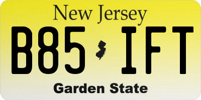 NJ license plate B85IFT
