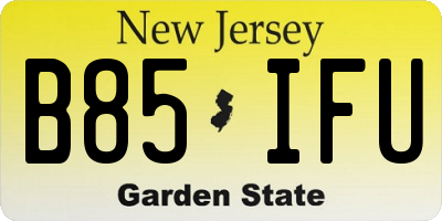 NJ license plate B85IFU