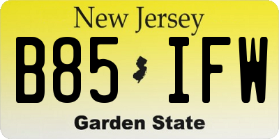 NJ license plate B85IFW