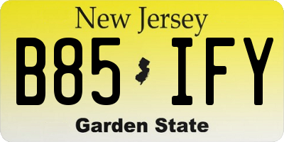 NJ license plate B85IFY