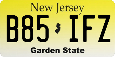 NJ license plate B85IFZ