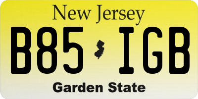 NJ license plate B85IGB