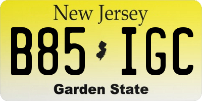 NJ license plate B85IGC