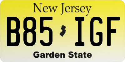 NJ license plate B85IGF