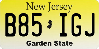 NJ license plate B85IGJ