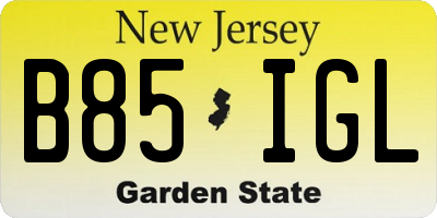 NJ license plate B85IGL