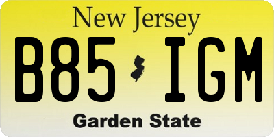NJ license plate B85IGM