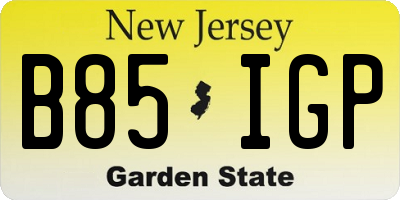 NJ license plate B85IGP