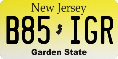 NJ license plate B85IGR