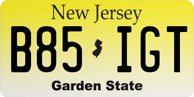 NJ license plate B85IGT