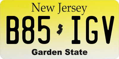 NJ license plate B85IGV