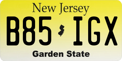 NJ license plate B85IGX