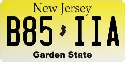 NJ license plate B85IIA
