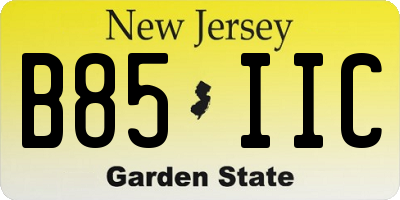 NJ license plate B85IIC