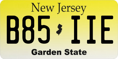 NJ license plate B85IIE