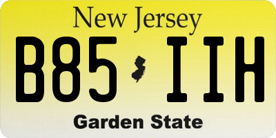 NJ license plate B85IIH