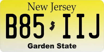 NJ license plate B85IIJ