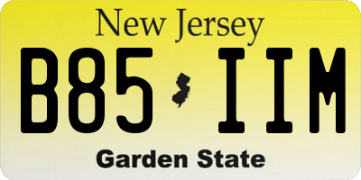 NJ license plate B85IIM