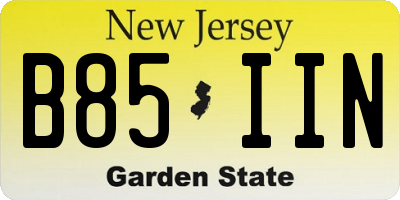 NJ license plate B85IIN