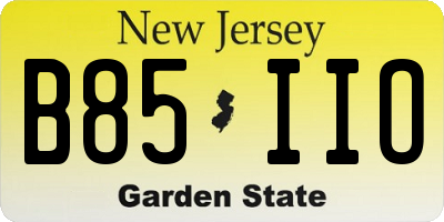 NJ license plate B85IIO
