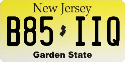 NJ license plate B85IIQ
