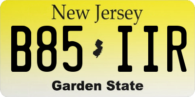 NJ license plate B85IIR