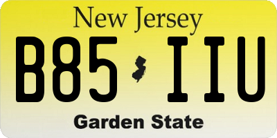 NJ license plate B85IIU