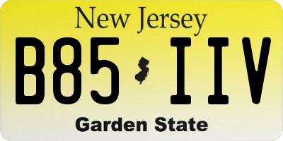 NJ license plate B85IIV