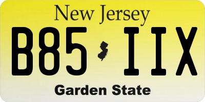 NJ license plate B85IIX