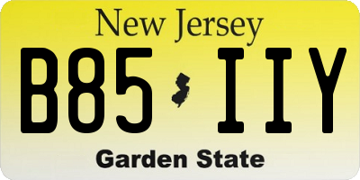 NJ license plate B85IIY