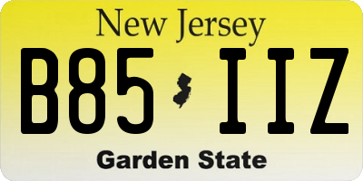 NJ license plate B85IIZ