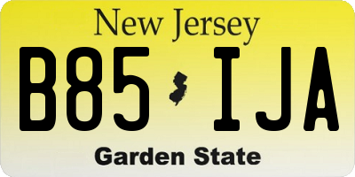 NJ license plate B85IJA