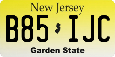 NJ license plate B85IJC