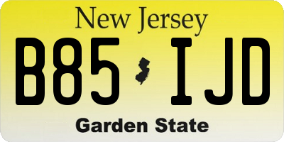 NJ license plate B85IJD