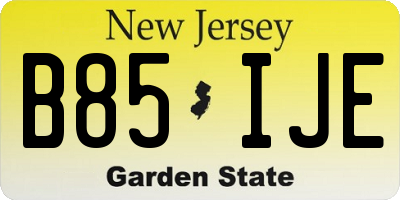NJ license plate B85IJE