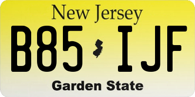 NJ license plate B85IJF