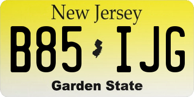 NJ license plate B85IJG