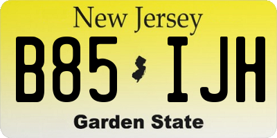 NJ license plate B85IJH