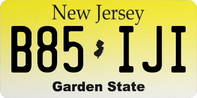 NJ license plate B85IJI