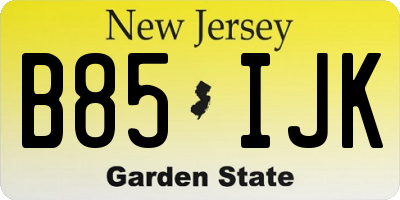 NJ license plate B85IJK
